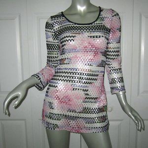 JOSEPH RIBKOFF Multi-Colored Mesh Sweater